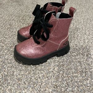 UGG ASHTON Kids glitter combat boots, size 8